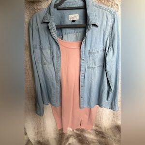 Very light weight Jean jacket with spaghetti strap dress, women’s large